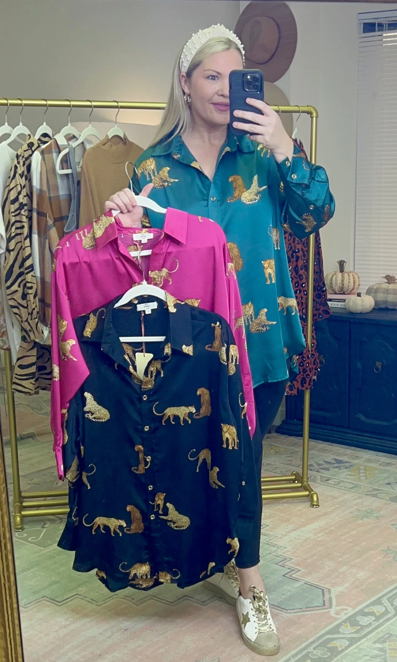 Leopard Button Down Tunic Top