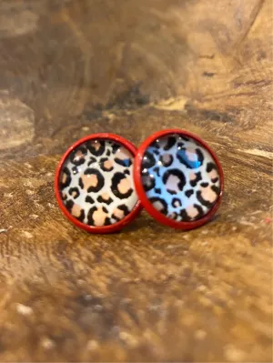 Leopard in Red Lightweight Studs