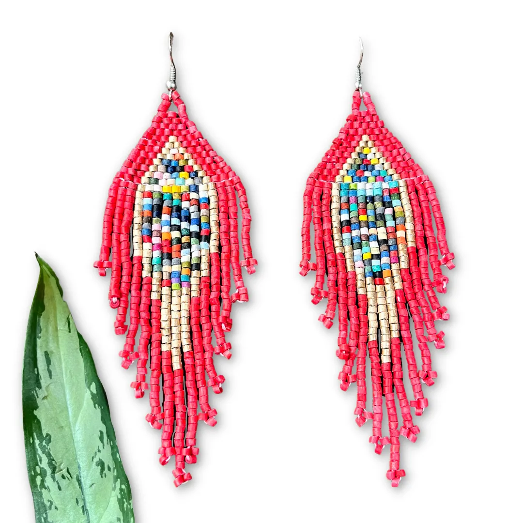 Lightweight Fringe Earrings in Diamond Shaped Design