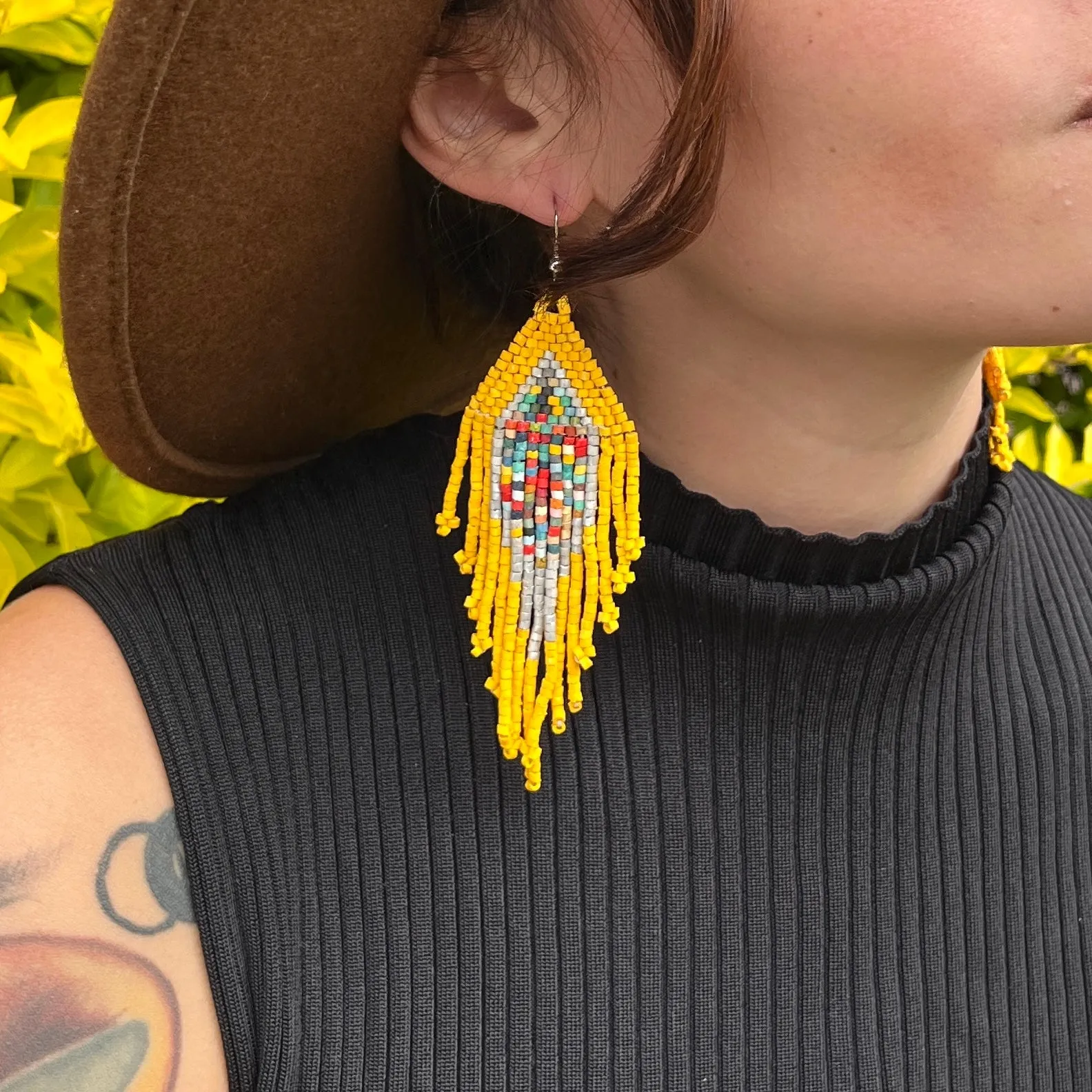 Lightweight Fringe Earrings in Diamond Shaped Design