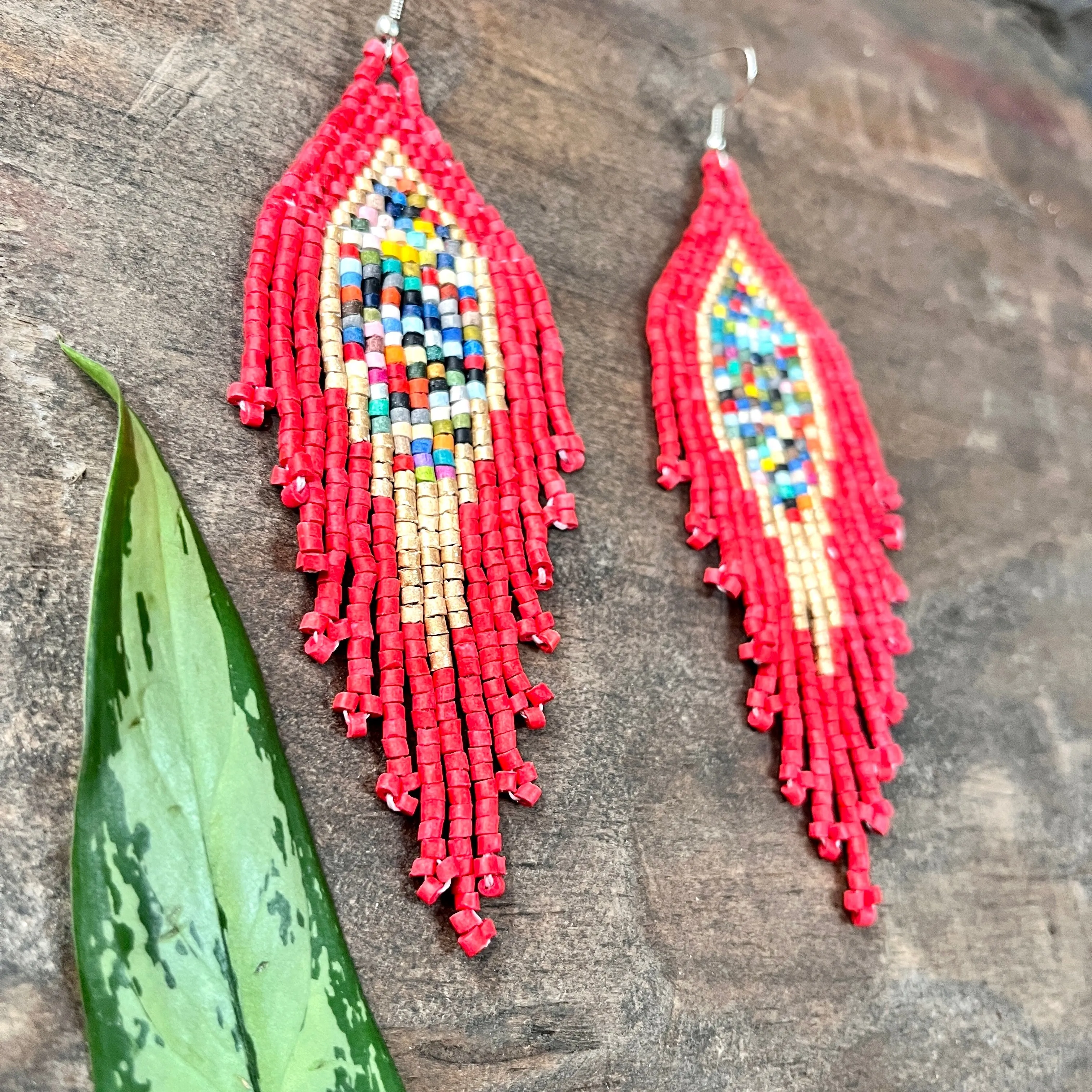 Lightweight Fringe Earrings in Diamond Shaped Design