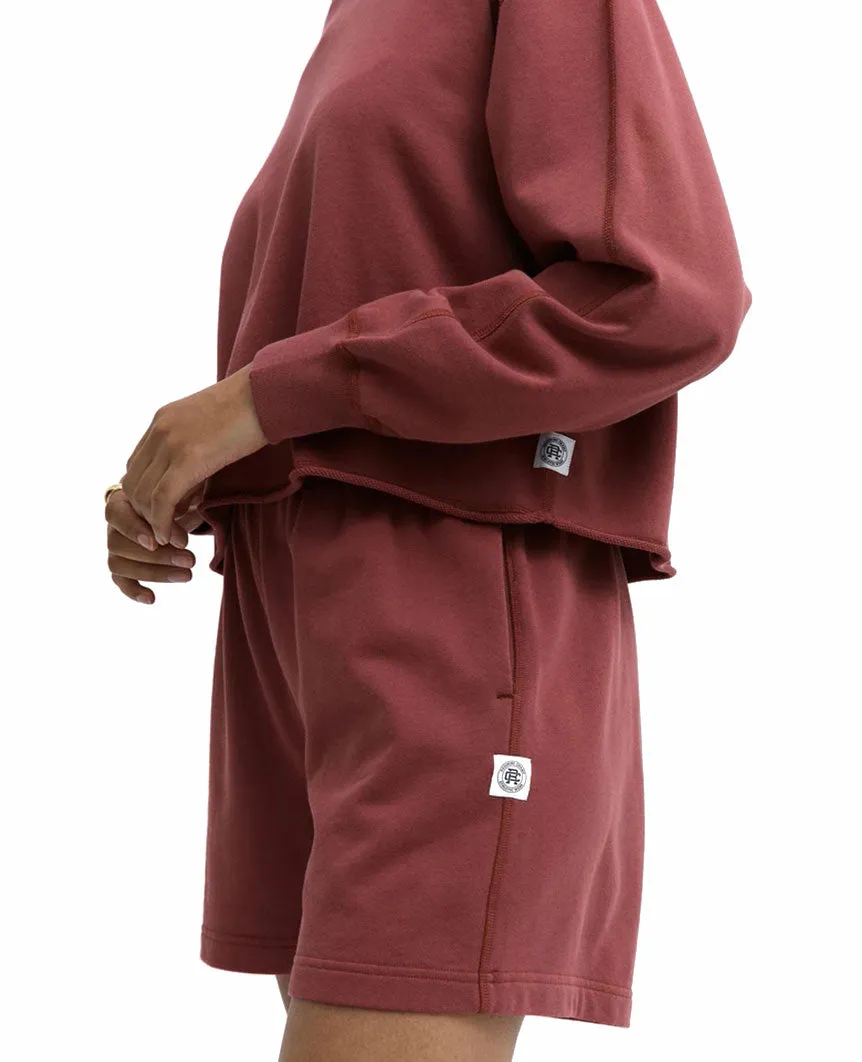Lightweight Terry Cut-Off Crewneck Womens Russet