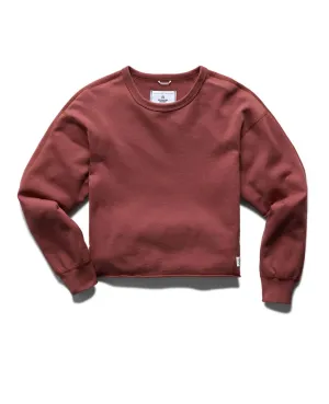 Lightweight Terry Cut-Off Crewneck Womens Russet
