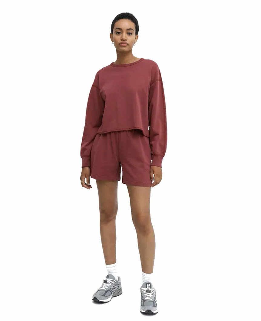 Lightweight Terry Cut-Off Crewneck Womens Russet