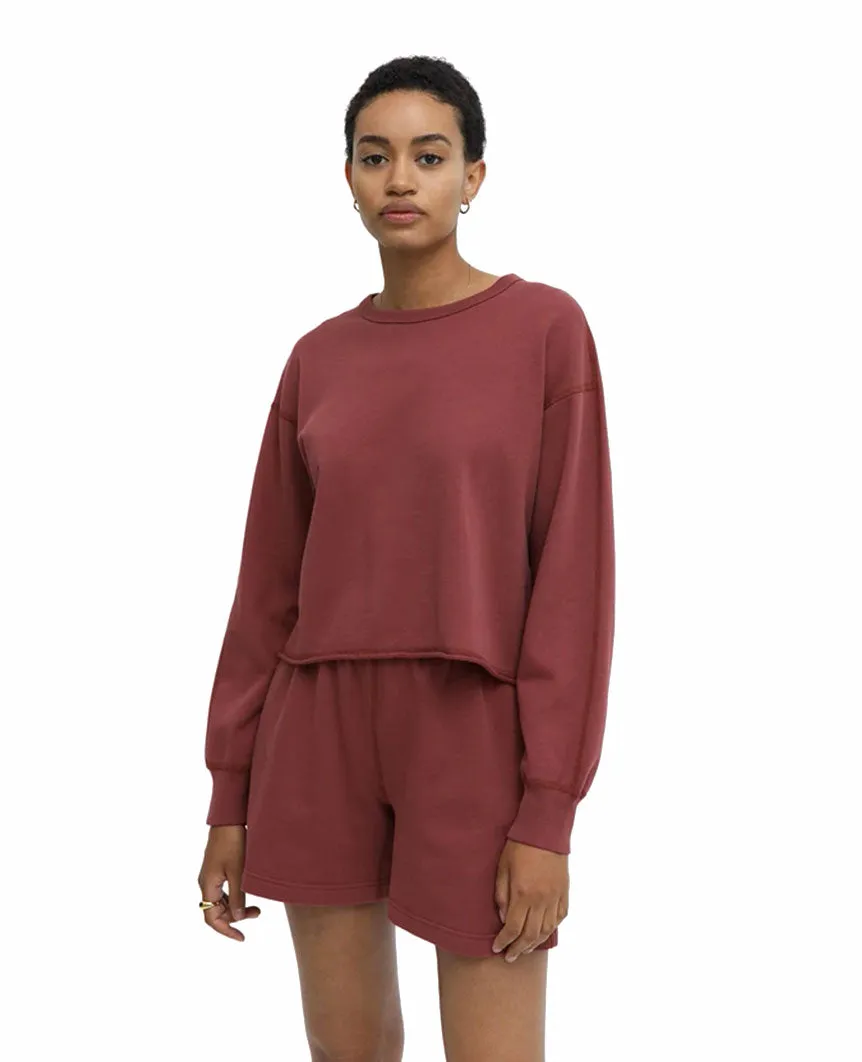 Lightweight Terry Cut-Off Crewneck Womens Russet