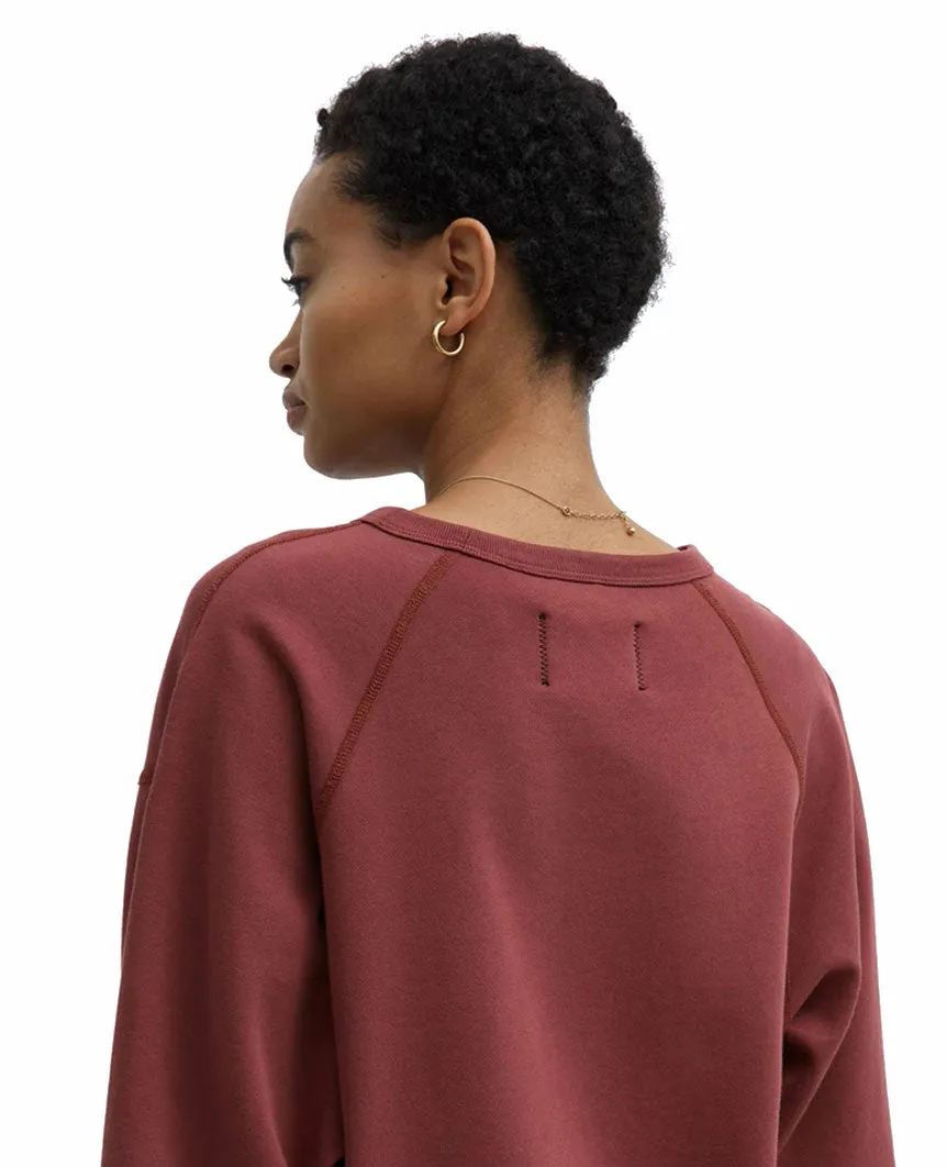 Lightweight Terry Cut-Off Crewneck Womens Russet