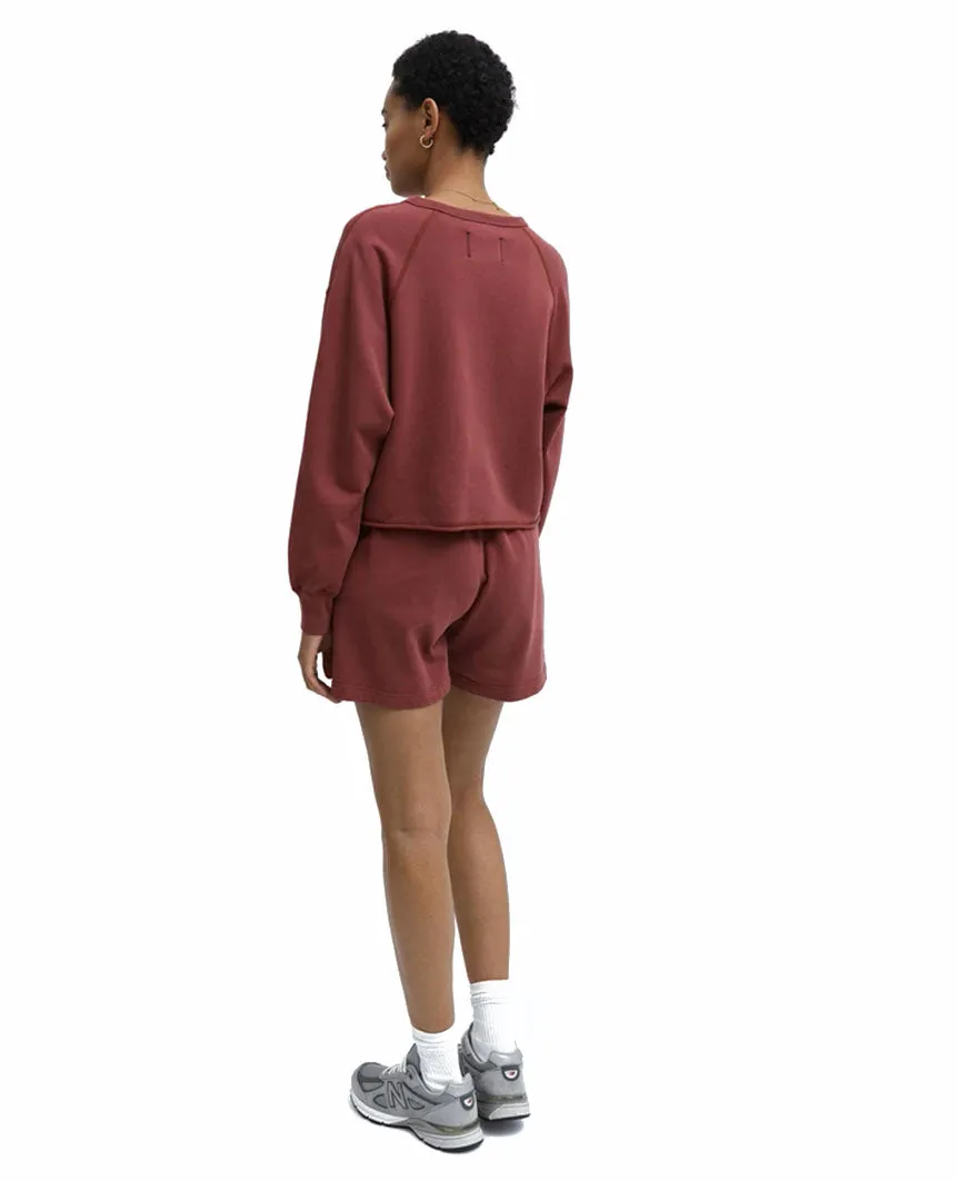 Lightweight Terry Cut-Off Crewneck Womens Russet