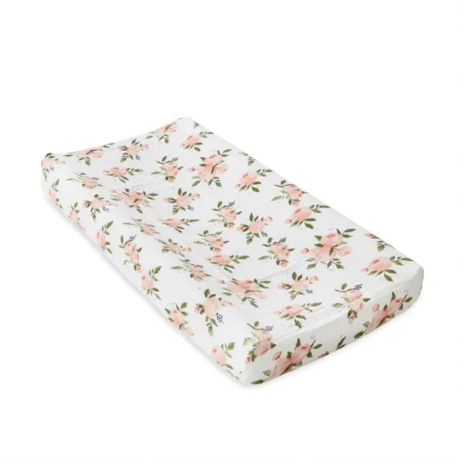 Little Unicorn Cotton Muslin Changing Pad Cover - Watercolor Roses