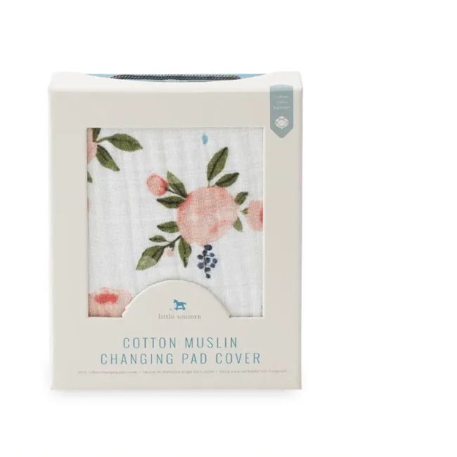 Little Unicorn Cotton Muslin Changing Pad Cover - Watercolor Roses