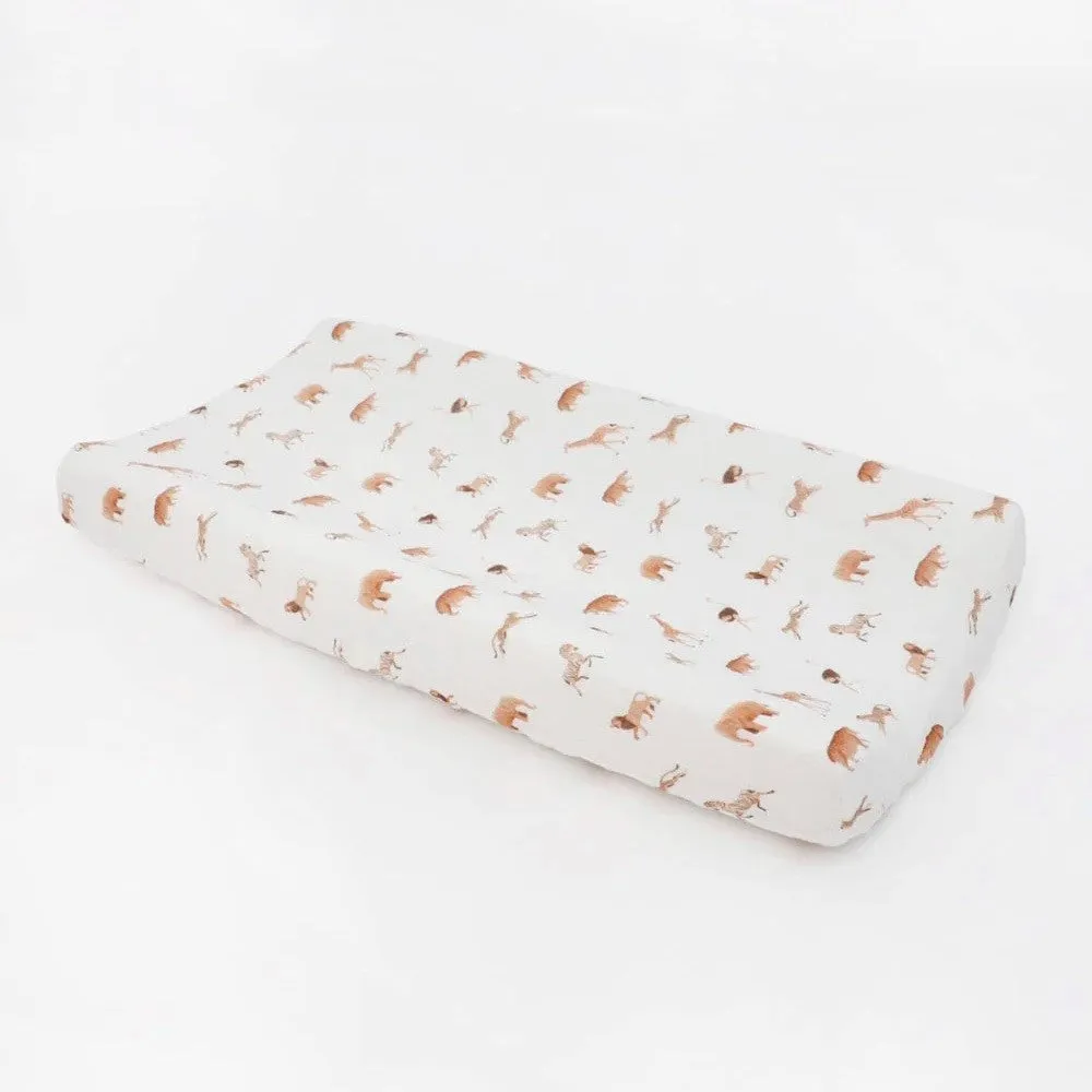 Little Unicorn Organic Cotton Muslin Changing Pad Cover (Animal Crackers)