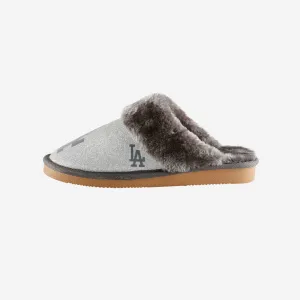 Los Angeles Dodgers Womens Glitter Open Back Fur Moccasin Slipper