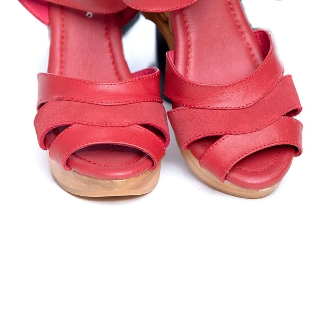 Lucky Lou Shoes Pagoda Red Suede Wedges