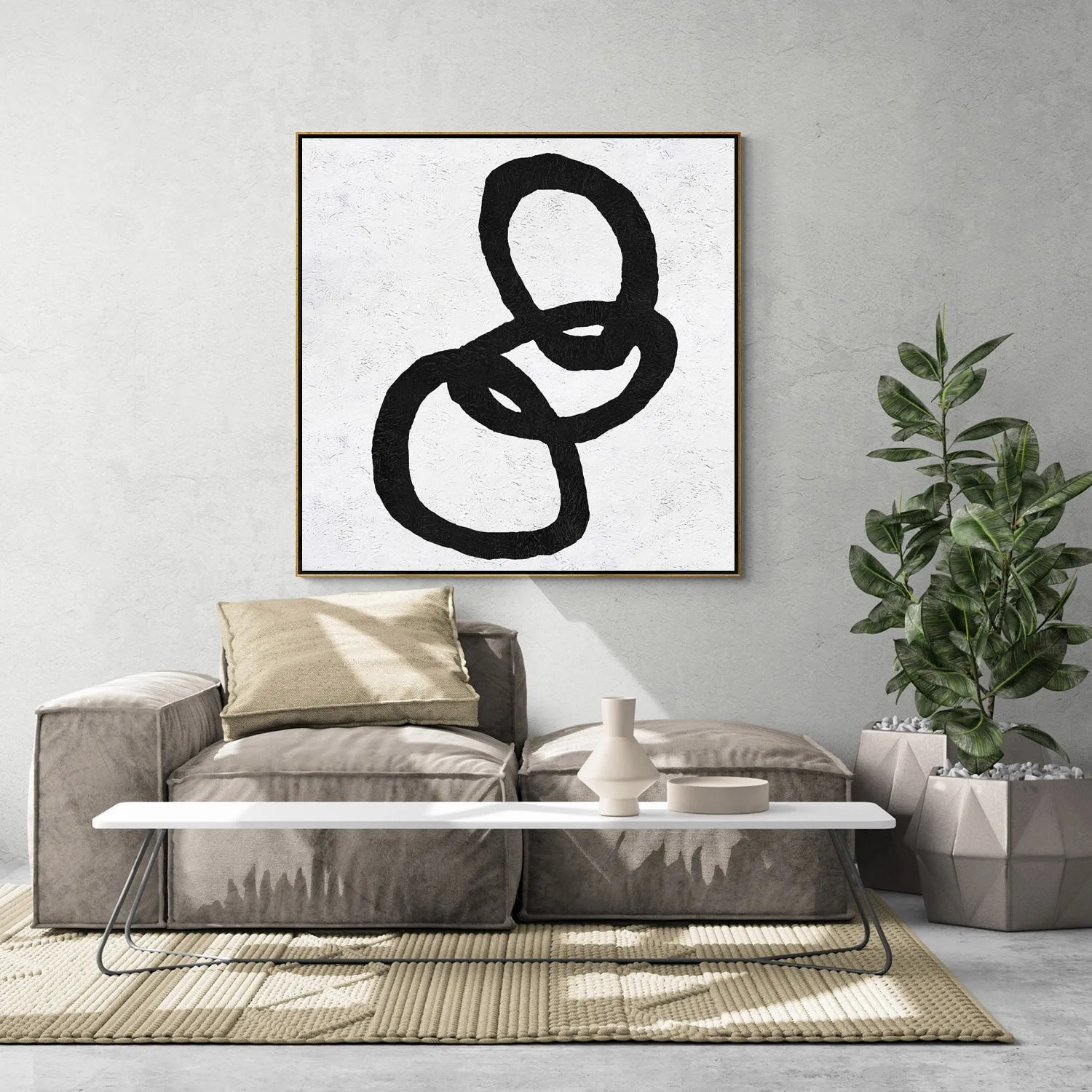 Minimal Black and White Painting MN139A