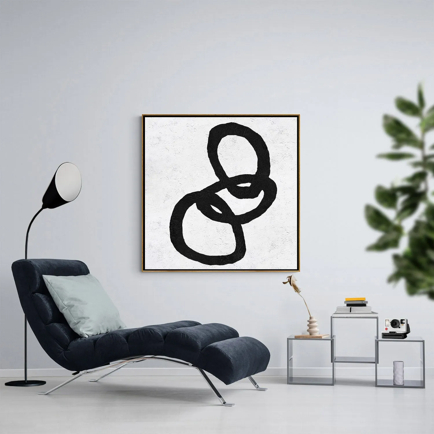 Minimal Black and White Painting MN139A
