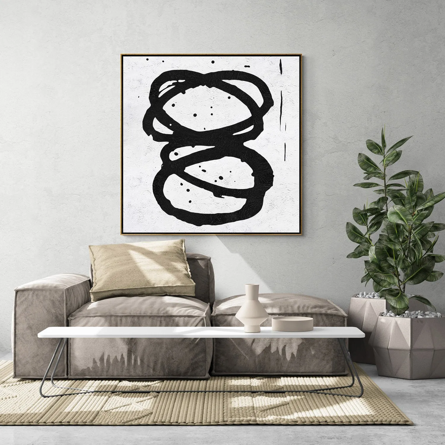 Minimal Black and White Painting MN81A