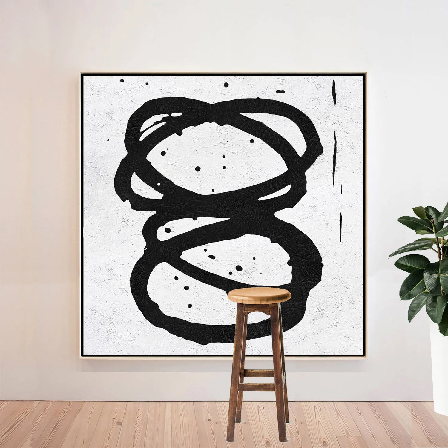 Minimal Black and White Painting MN81A