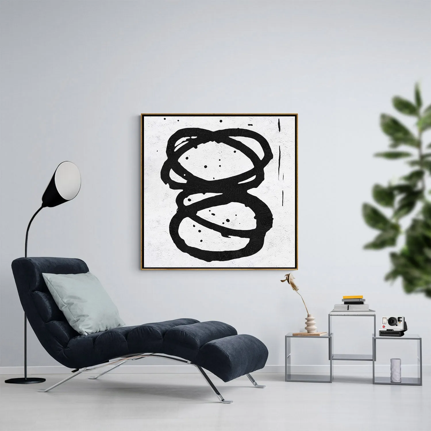 Minimal Black and White Painting MN81A