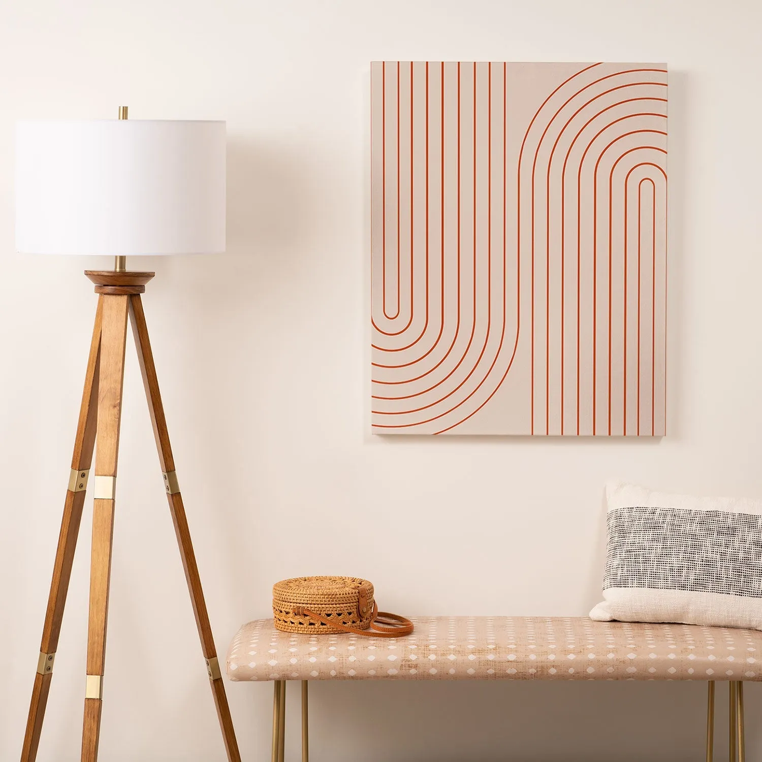 Minimal Line Curvature Coral 2 Art Canvas
