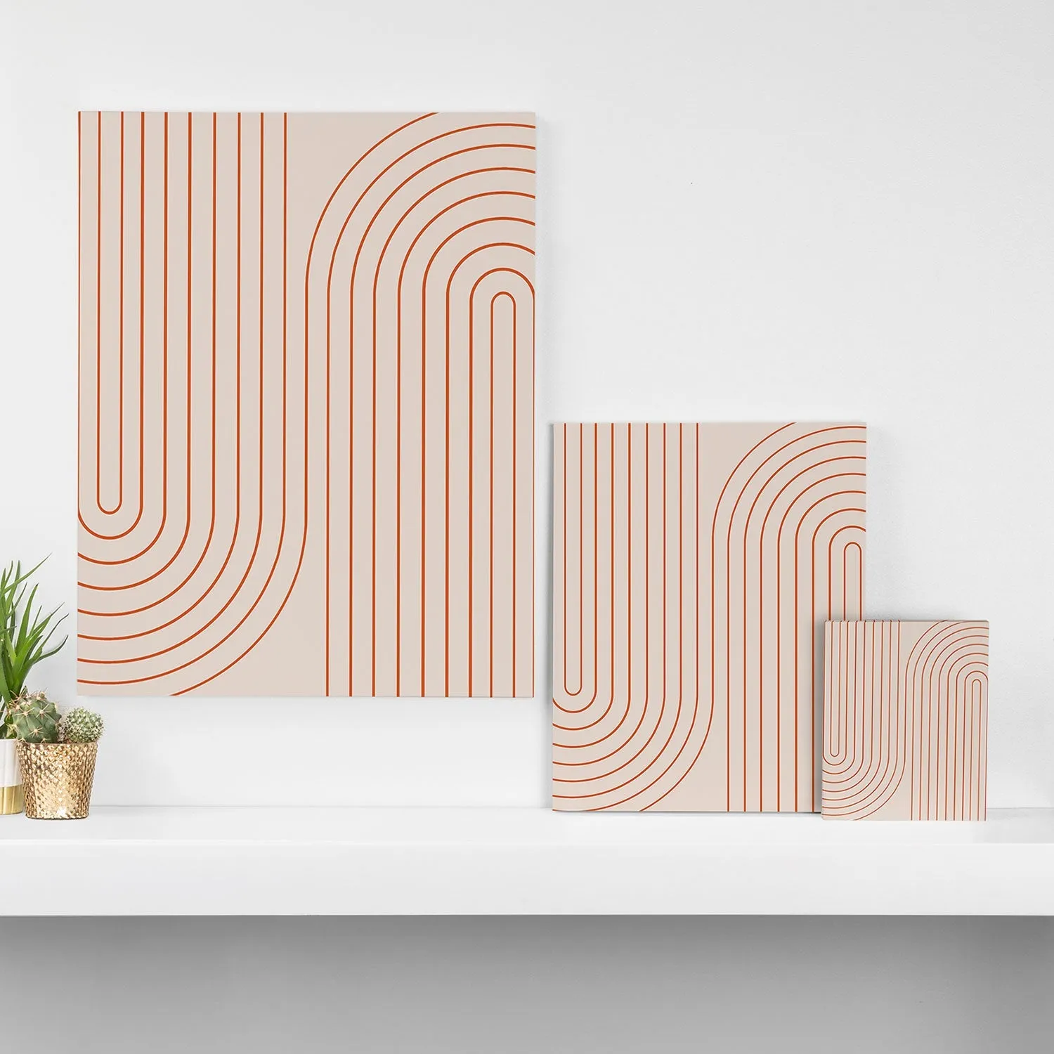 Minimal Line Curvature Coral 2 Art Canvas