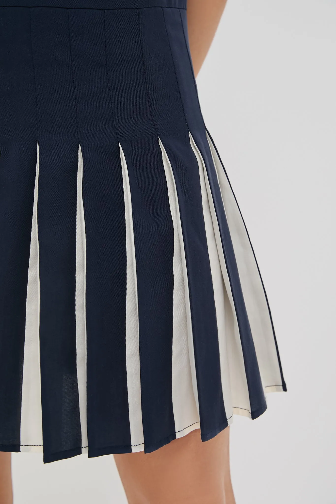 Navy Pleated Liza Dress