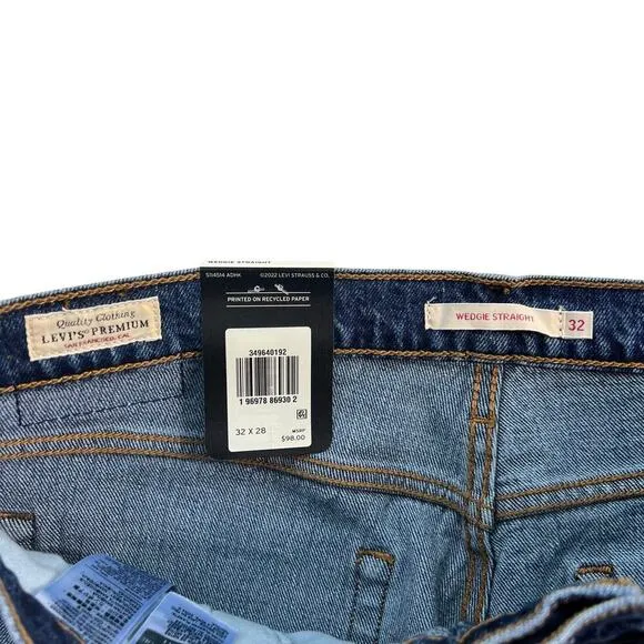 New Women’s Levi’s Premium Wedgie Straight Jeans Size 32x28