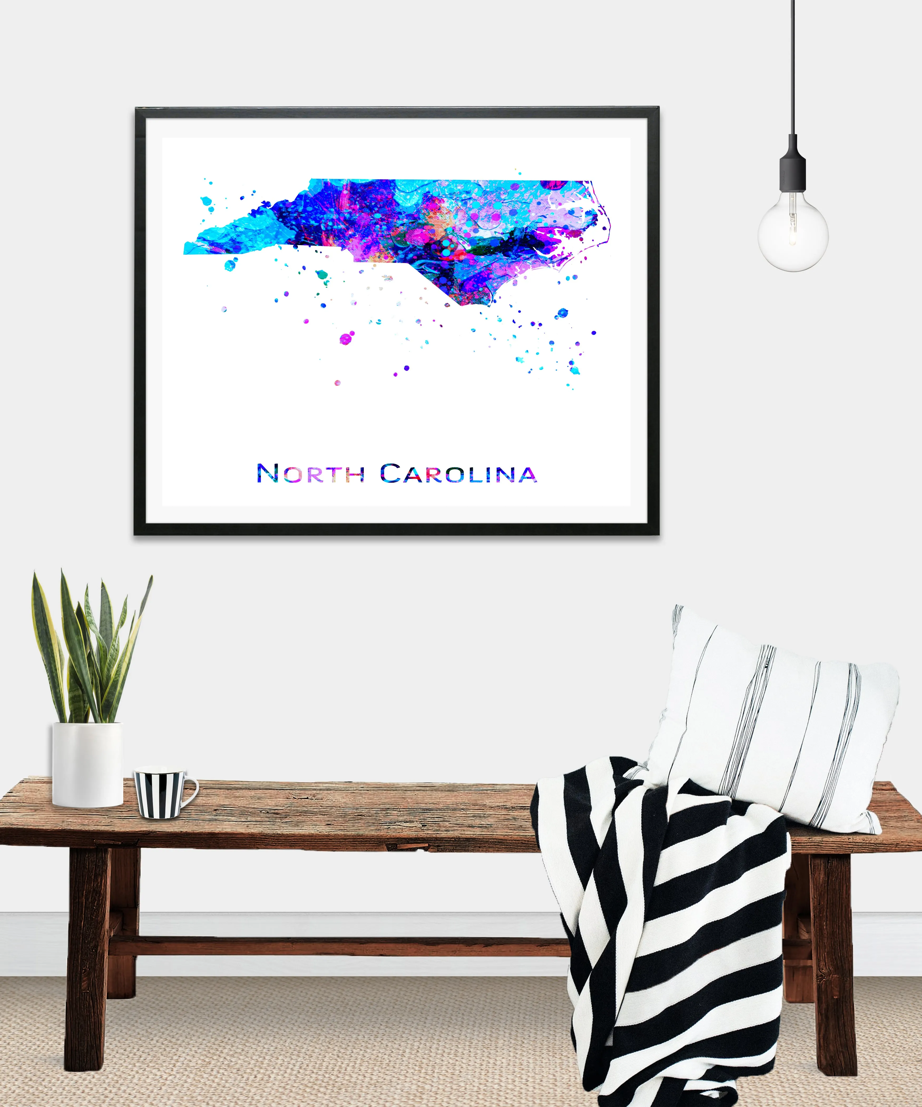 North Carolina Map Art Print - Unframed