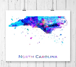 North Carolina Map Art Print - Unframed