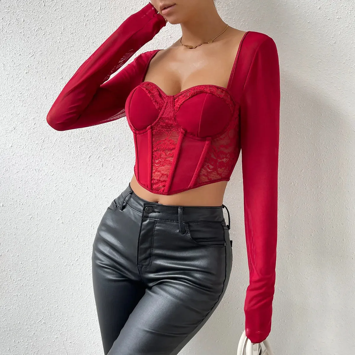 Obsidian Phoenix Women's Luxury V-Neck Mesh Crop Top