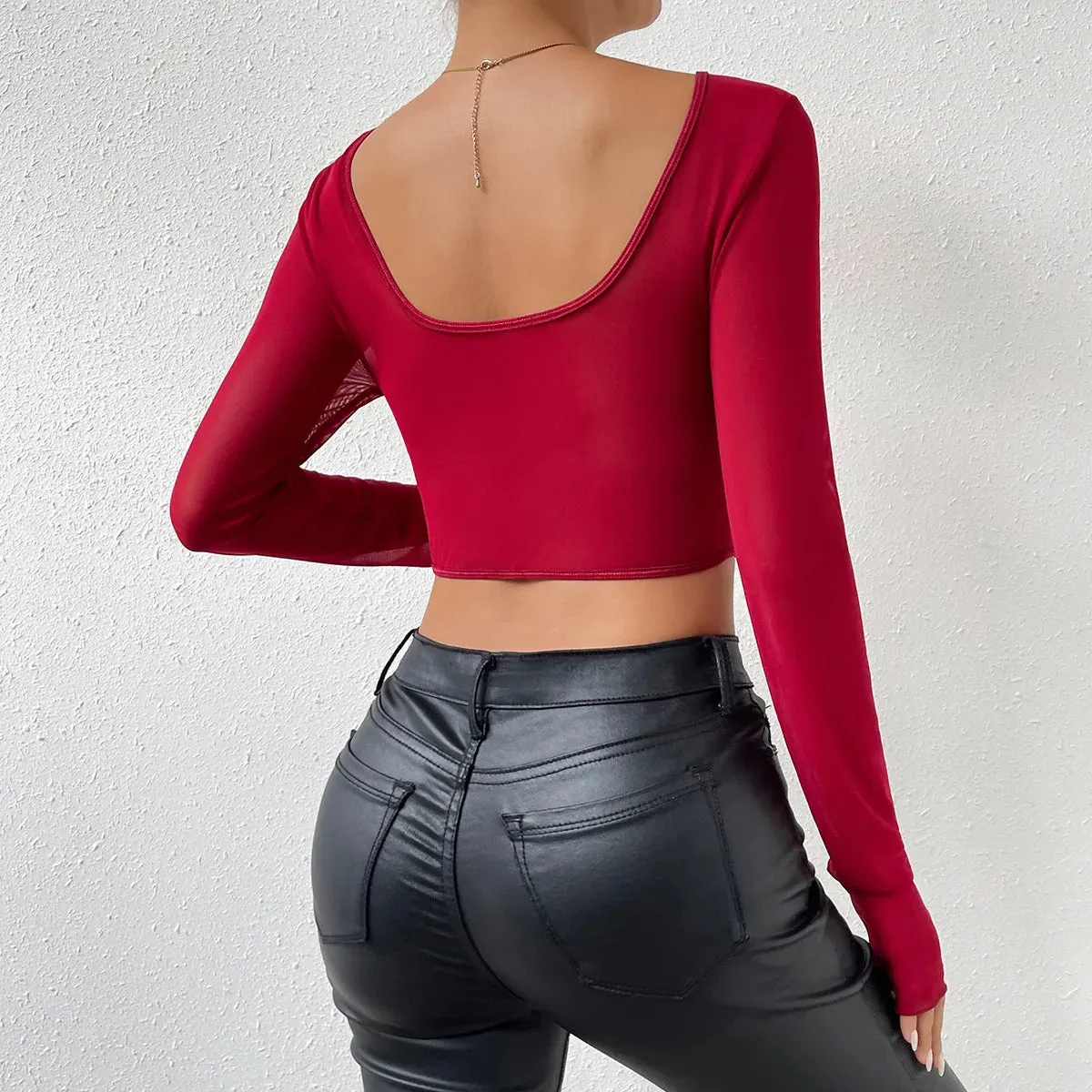 Obsidian Phoenix Women's Luxury V-Neck Mesh Crop Top