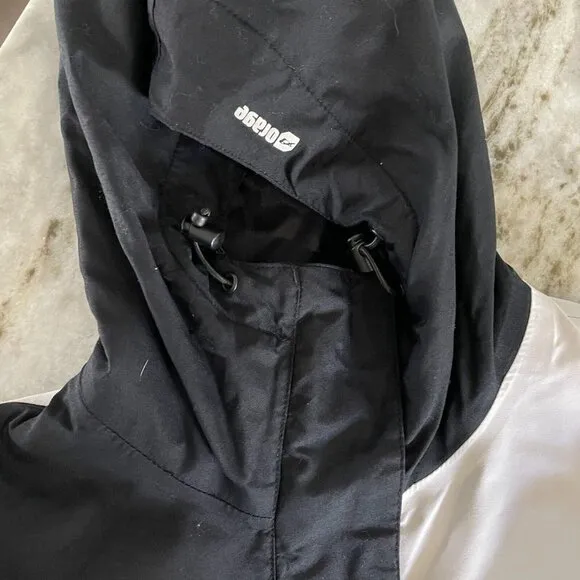 Orage Prime Snow Jacket Women Sz XS White Black Nylon Ski Outdoor Packable Lined