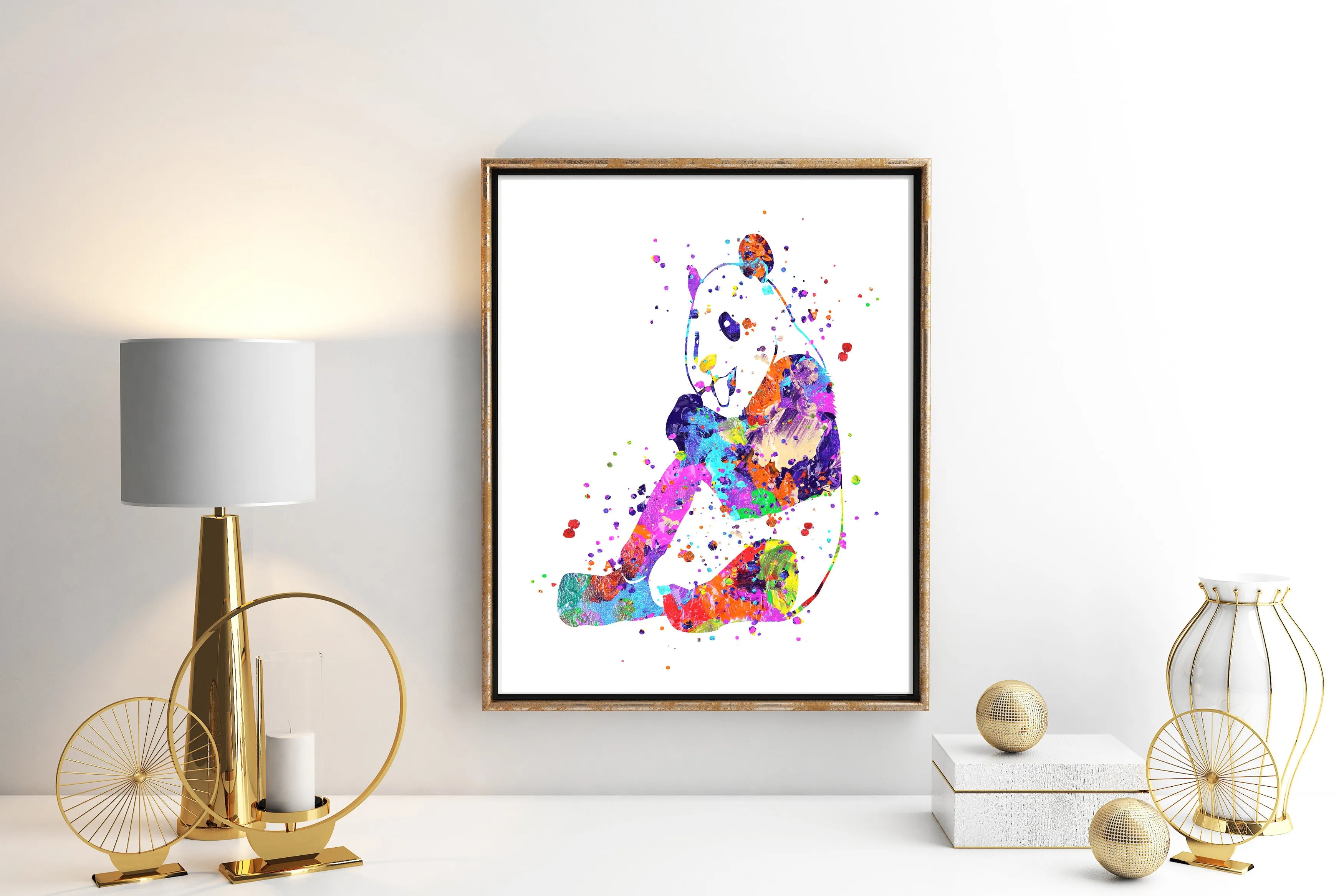 Panda Watercolor Art Print - Unframed