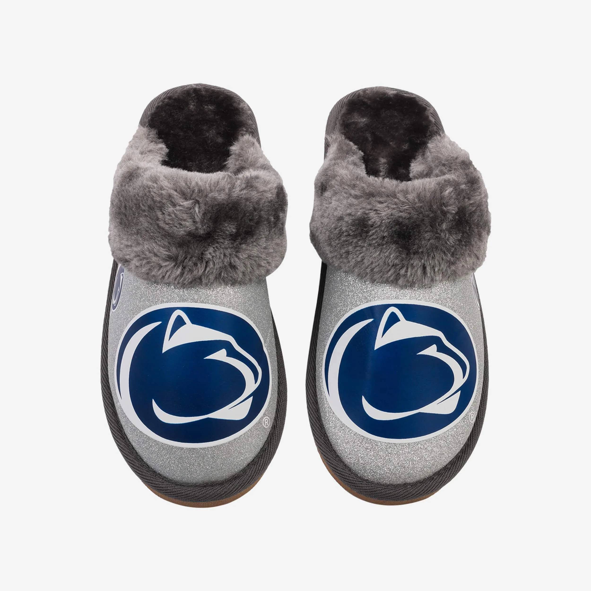 Penn State Nittany Lions Womens Glitter Open Back Fur Moccasin Slipper