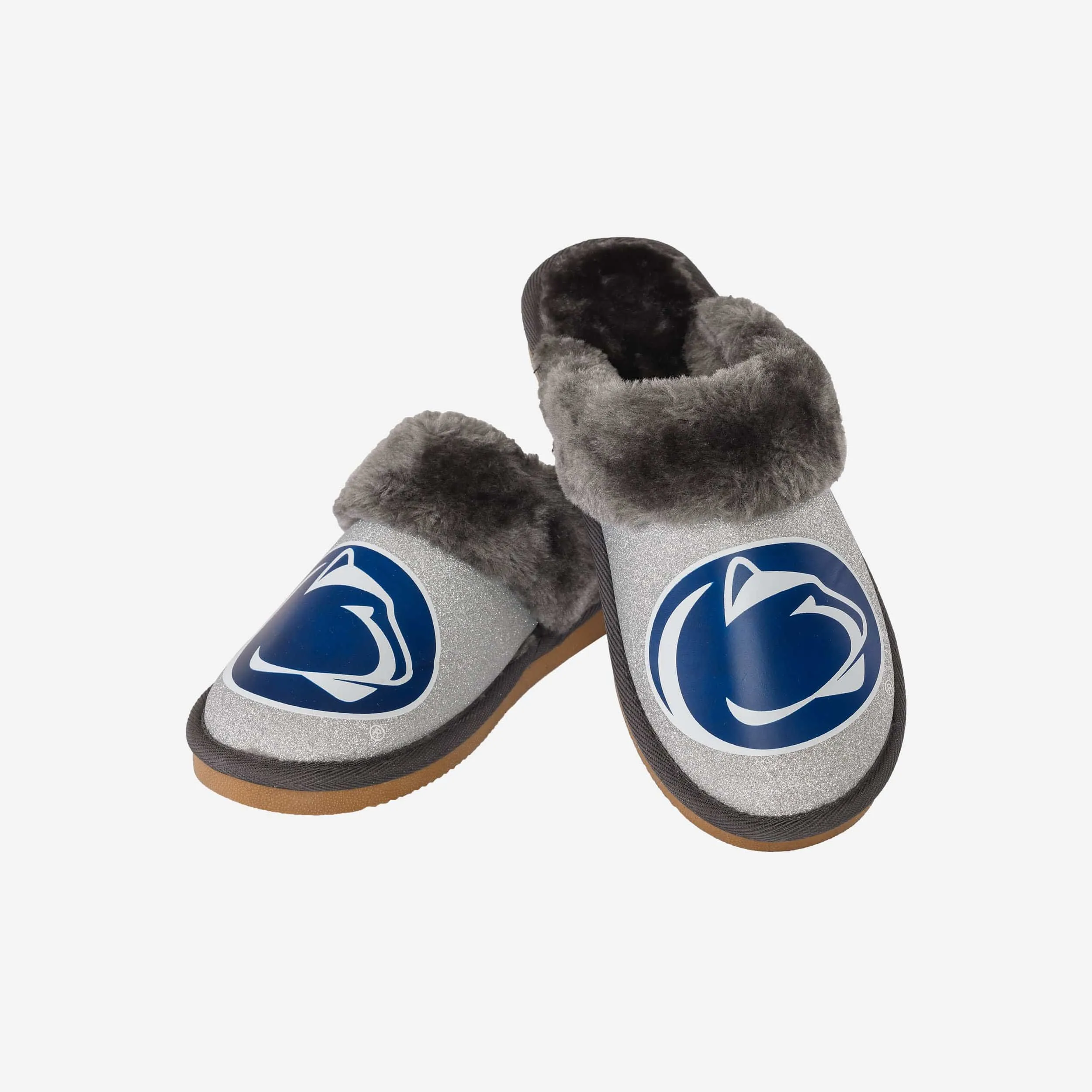 Penn State Nittany Lions Womens Glitter Open Back Fur Moccasin Slipper