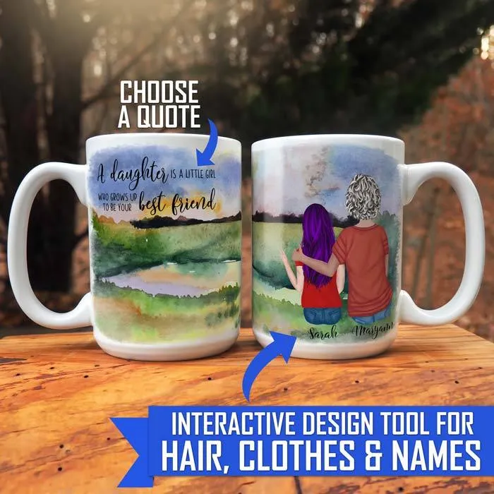Personalized Watercolor Mom and Daughter Mug