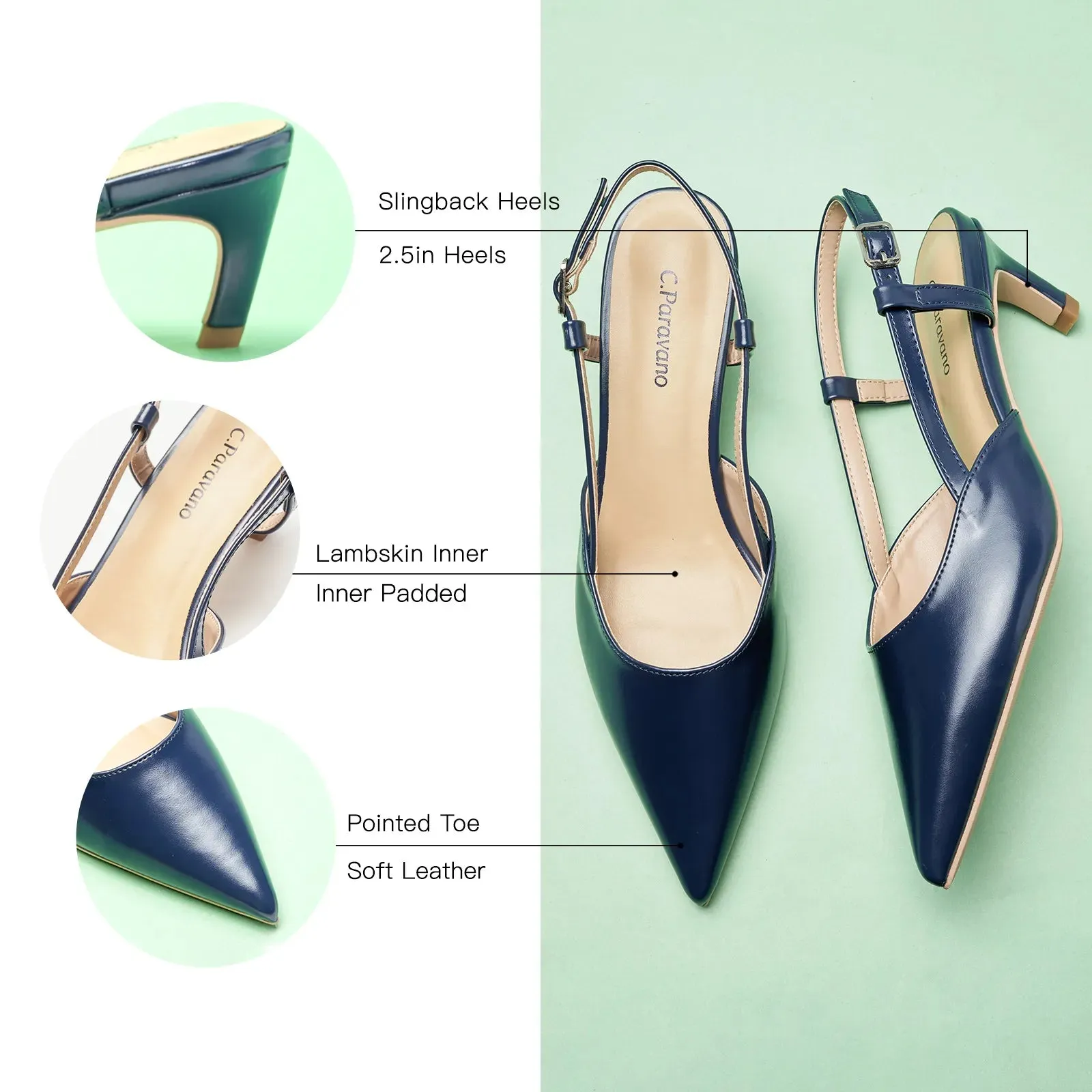 Pointed Toe Slingback Pumps (Helen)