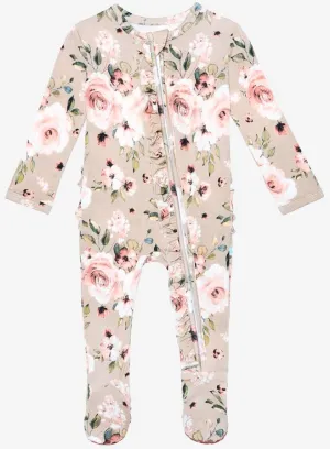 Posh Peanut Sienna Floral Ruffled Zippered Footie