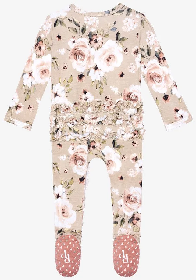 Posh Peanut Sienna Floral Ruffled Zippered Footie