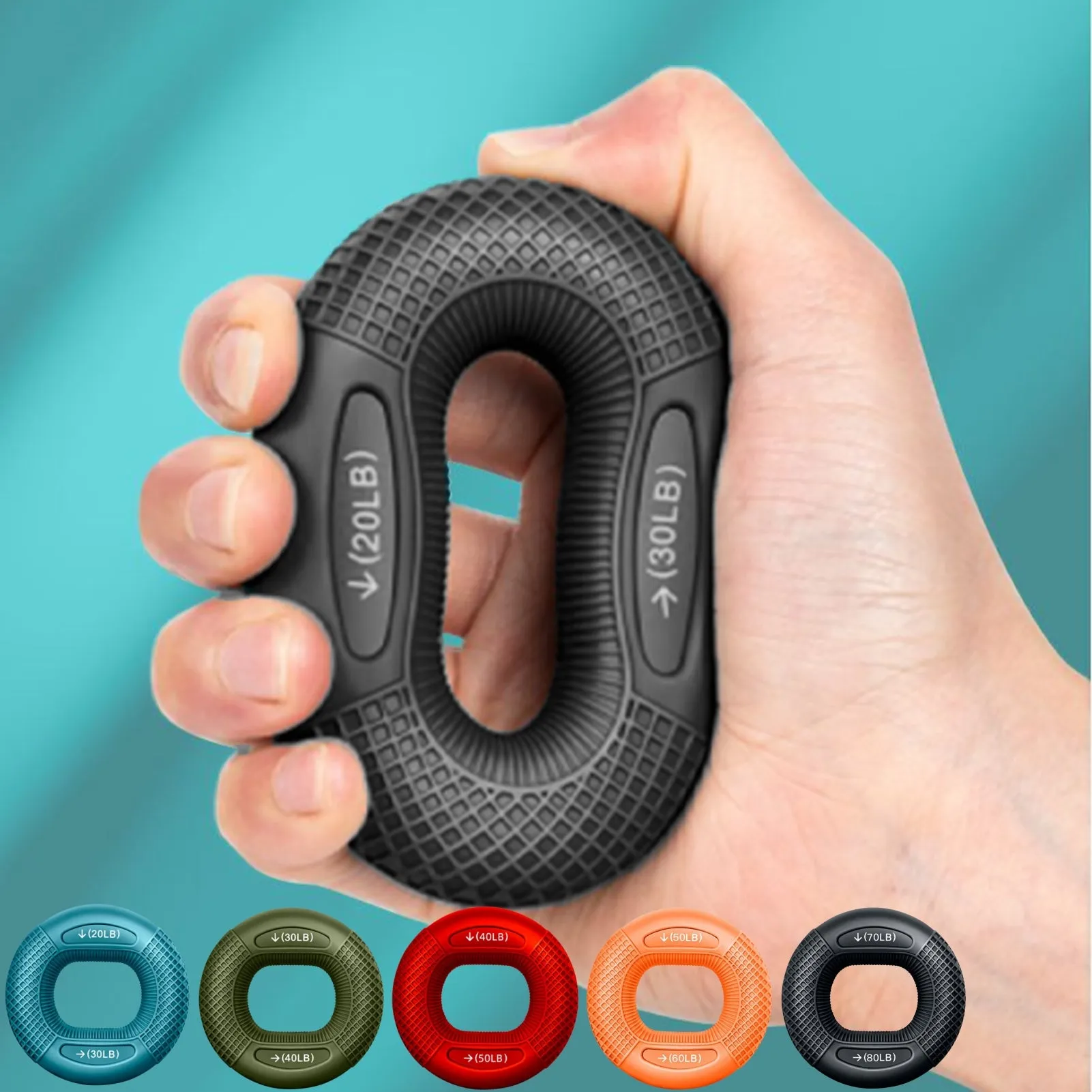Premium Silicone Hand Grip Strengthener Ring - Durable Finger & Wrist Trainer for Strength Building, Carpal Tunnel Relief & Finger Dexterity - Eco-Friendly & Washable Fitness Device
