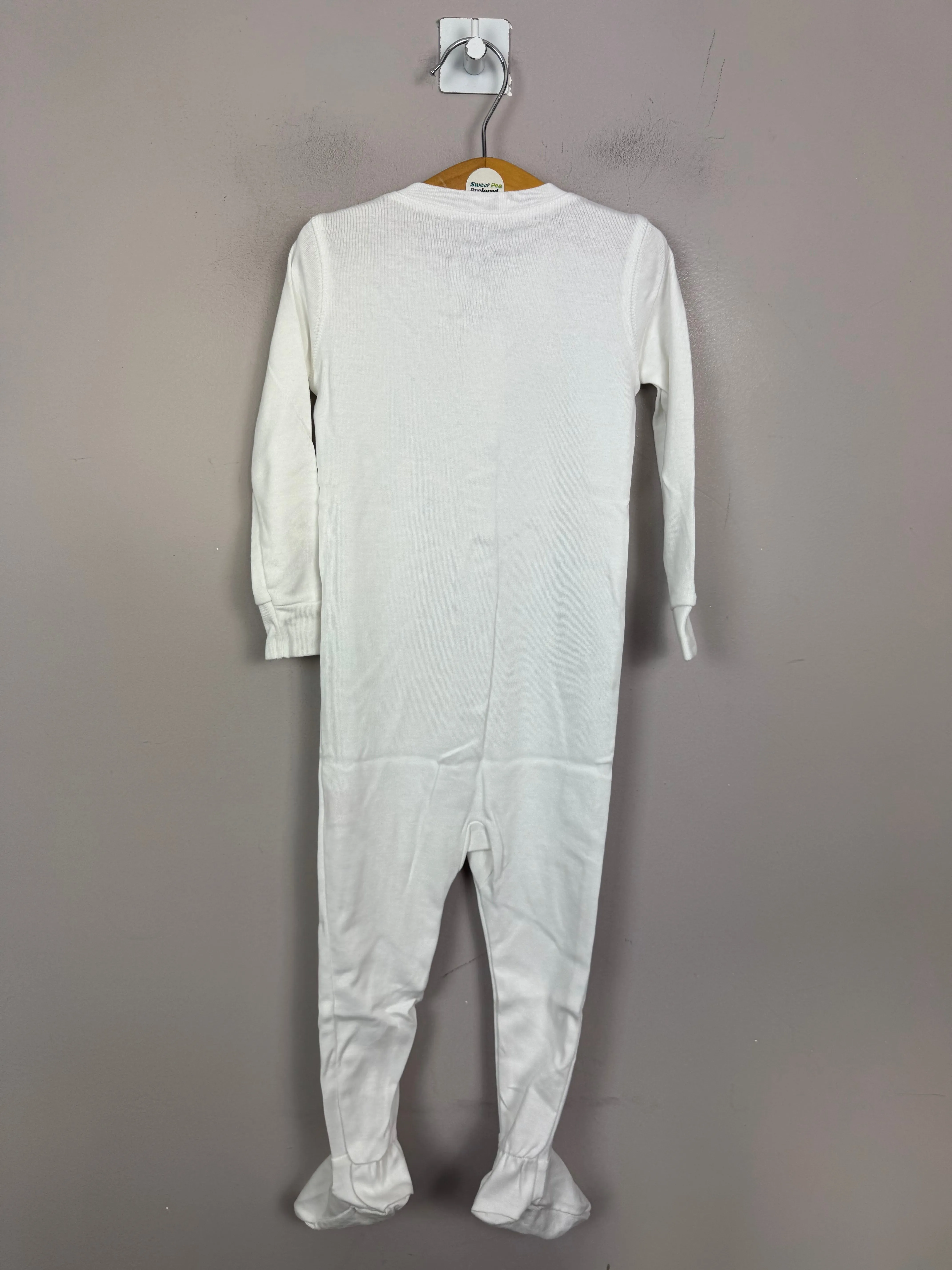 Primary Organic Sleepsuit - Plain dye, White (New) ages 0-3m to 18-24m