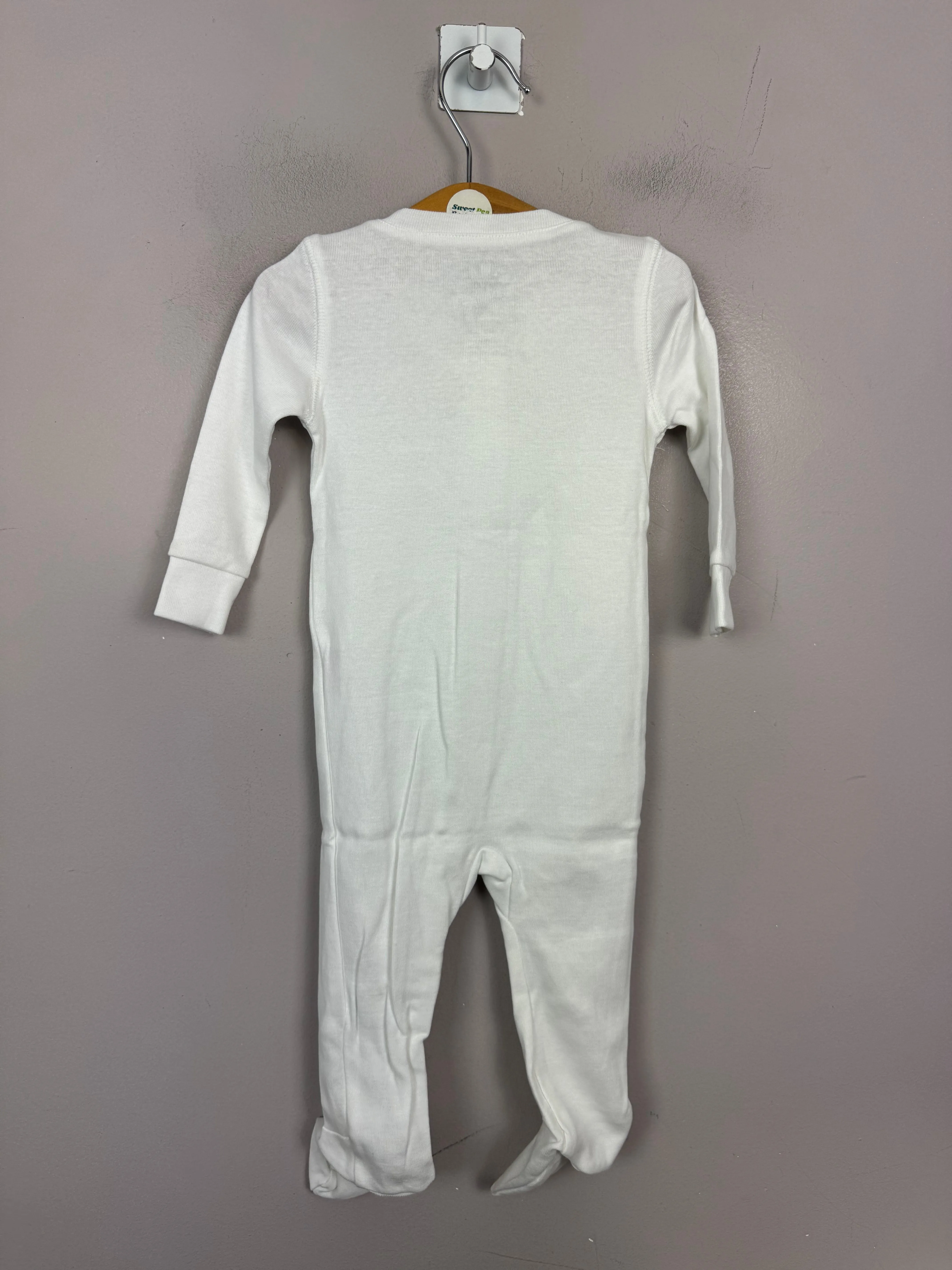 Primary Organic Sleepsuit - Plain dye, White (New) ages 0-3m to 18-24m