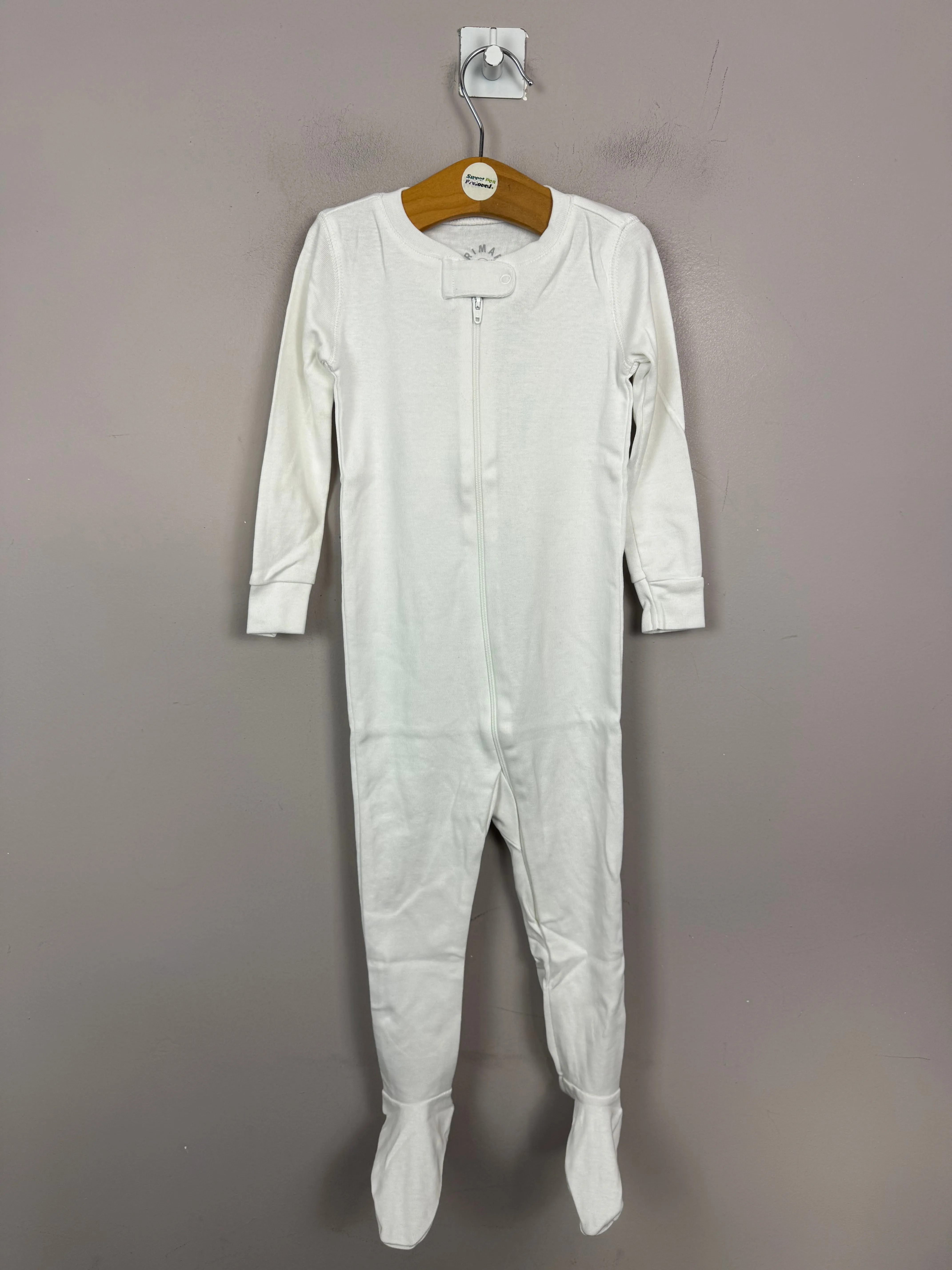 Primary Organic Sleepsuit - Plain dye, White (New) ages 0-3m to 18-24m