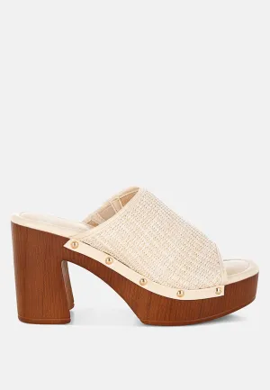 Raffia Wooden Clogs By RUW