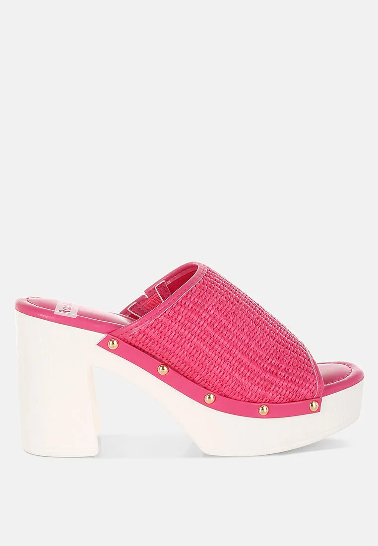 Raffia Wooden Clogs By RUW