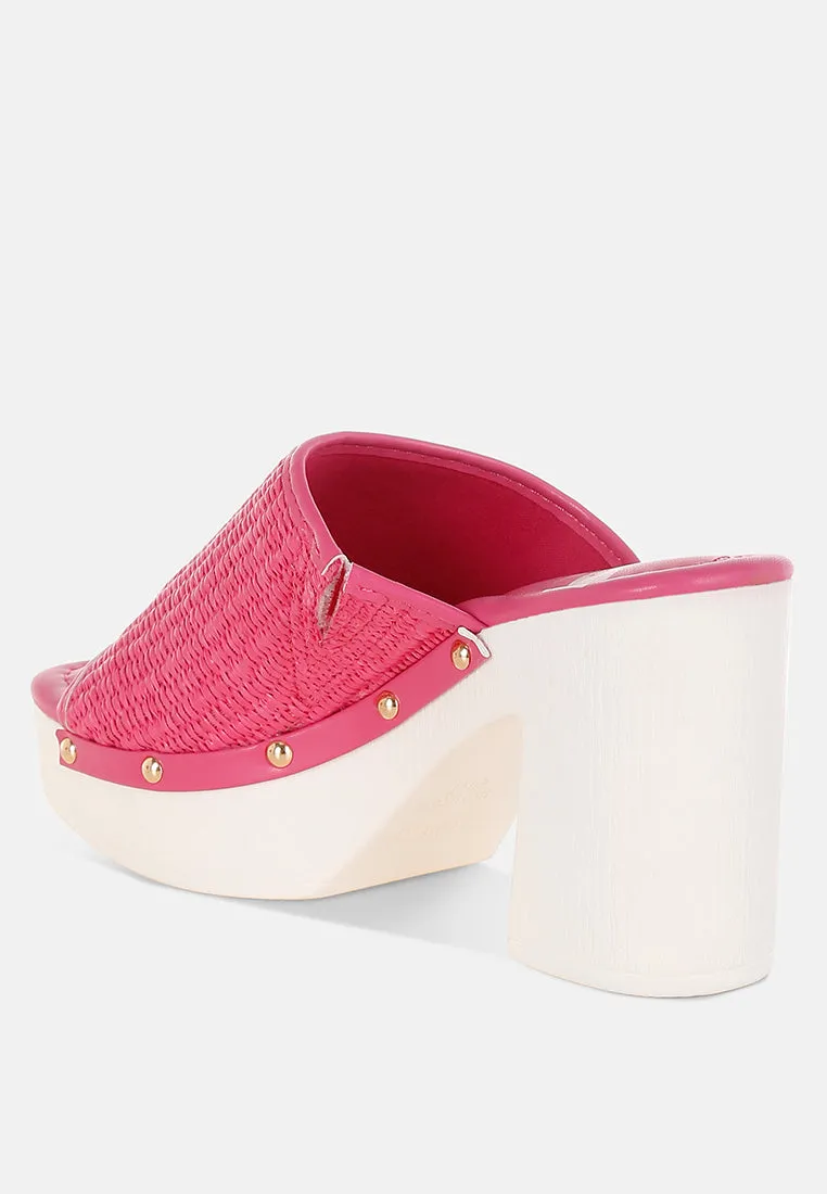 Raffia Wooden Clogs By RUW