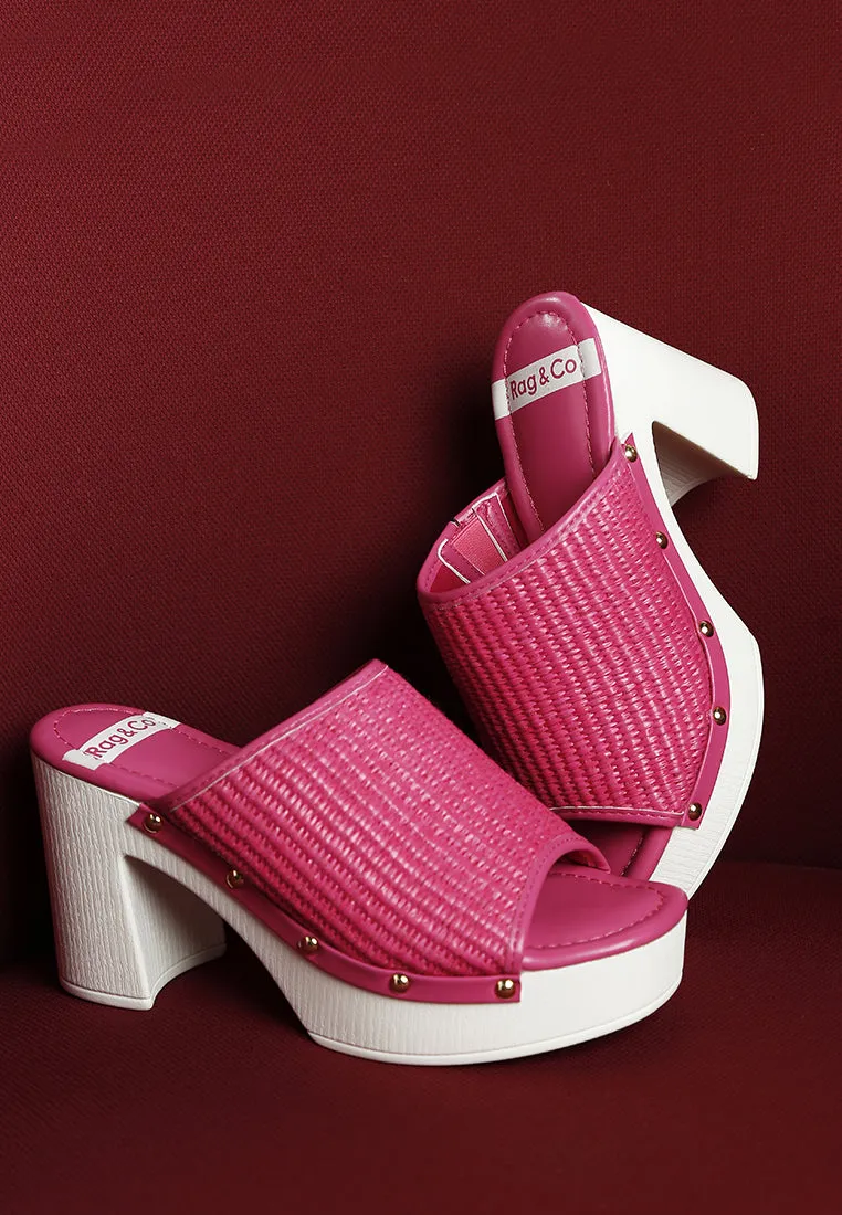 Raffia Wooden Clogs By RUW
