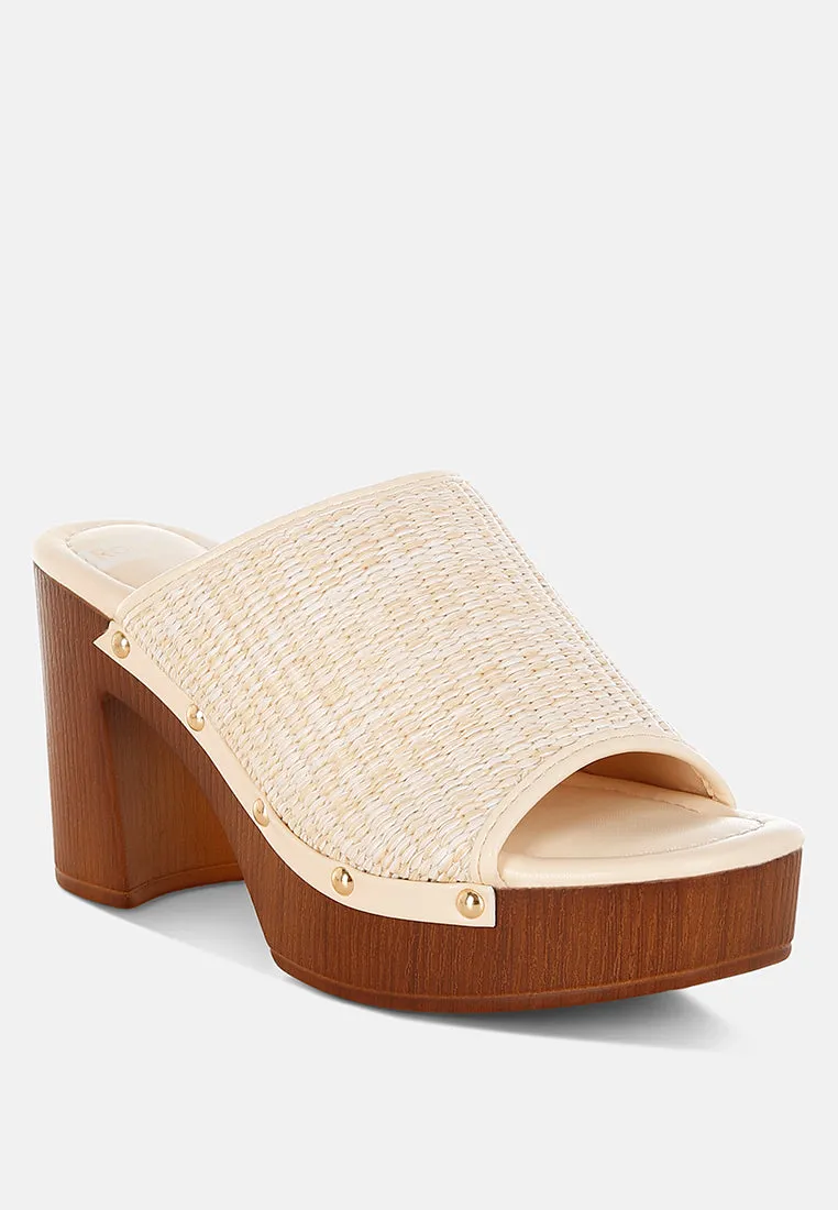Raffia Wooden Clogs By RUW