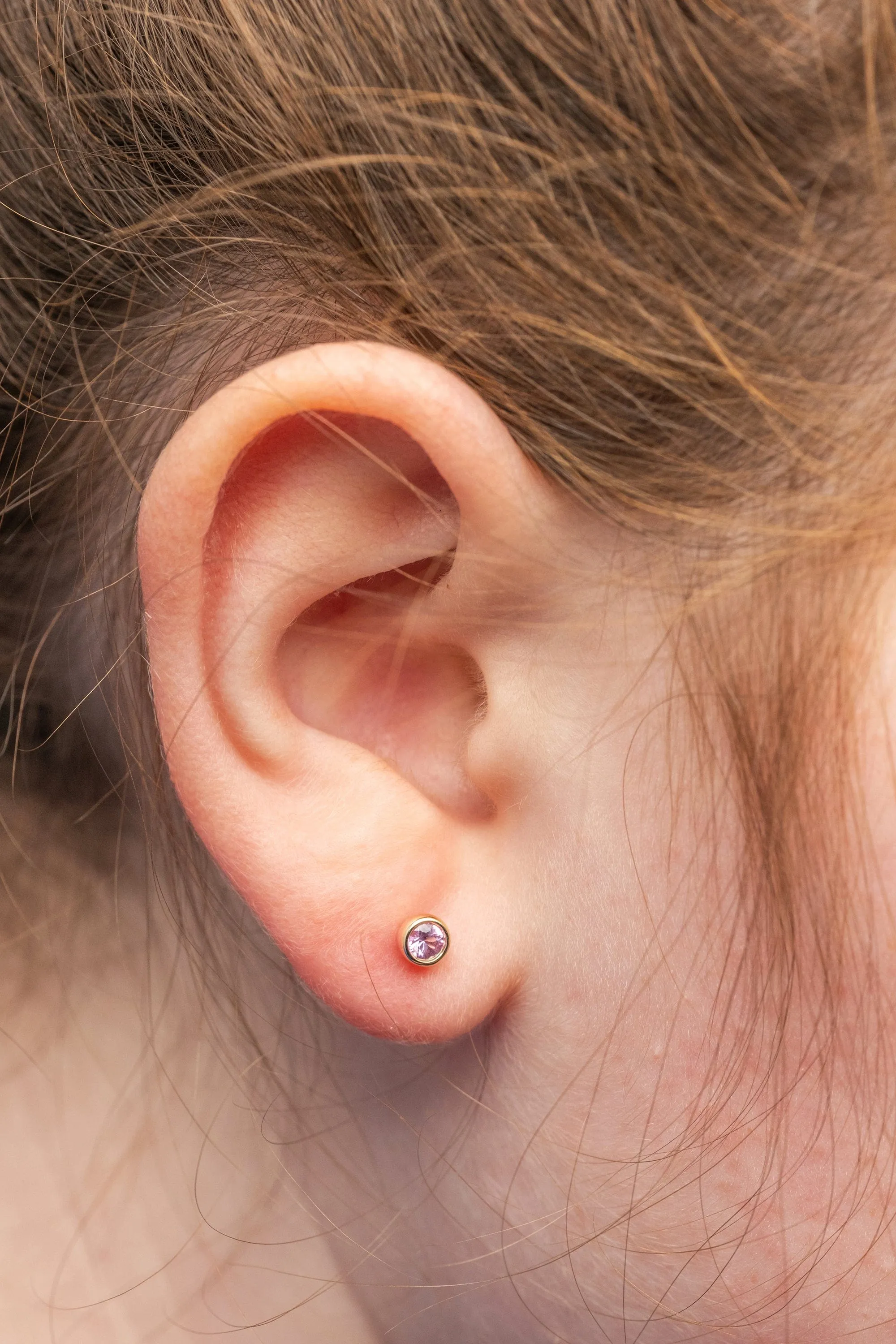 Ready to Ship - Pink Sapphire Bubble Studs (3mm)