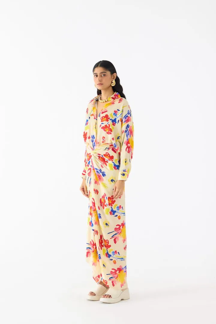 Riad Draped Shirt Dress