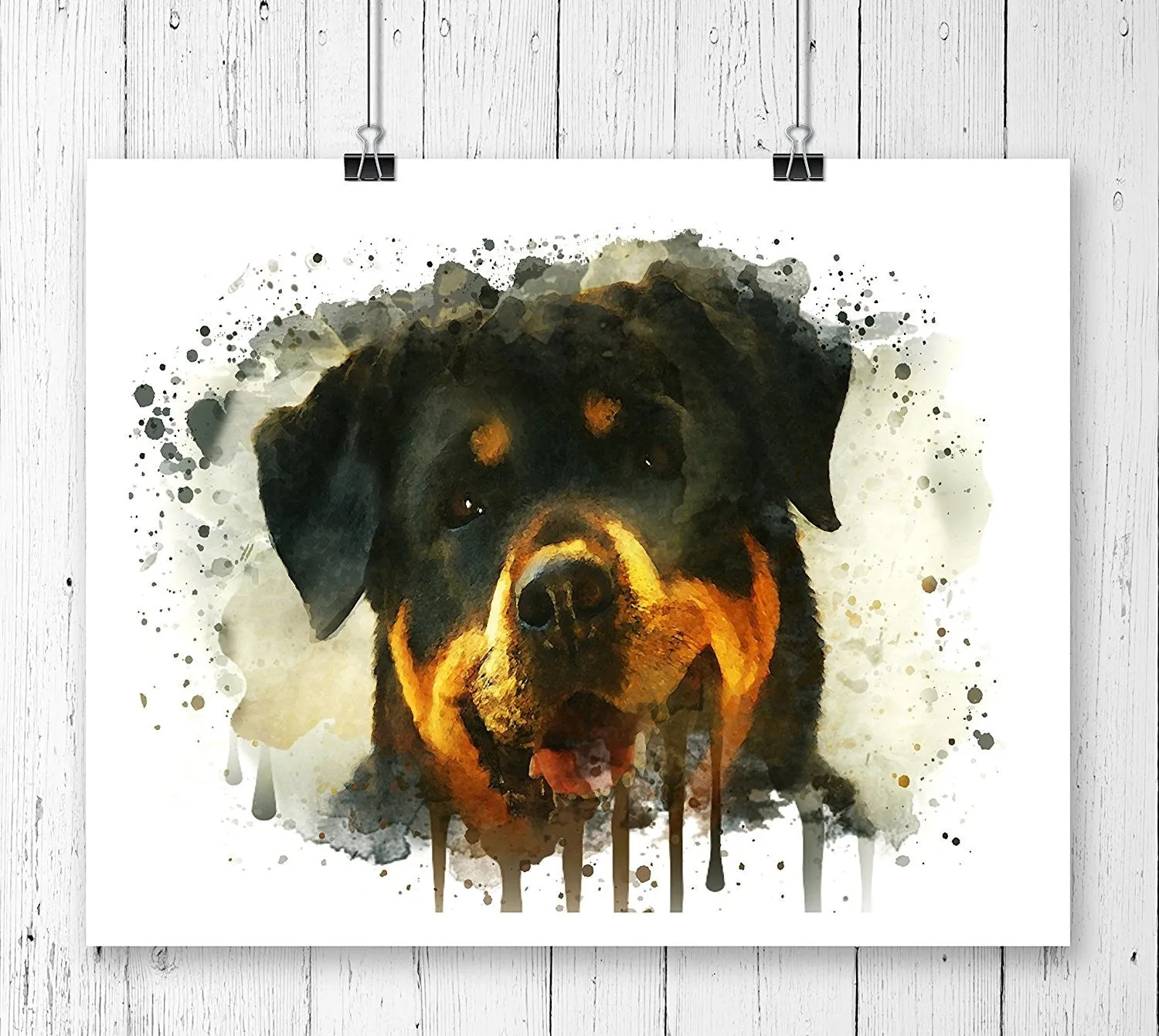 Rottweiler Watercolor Art Print - Unframed