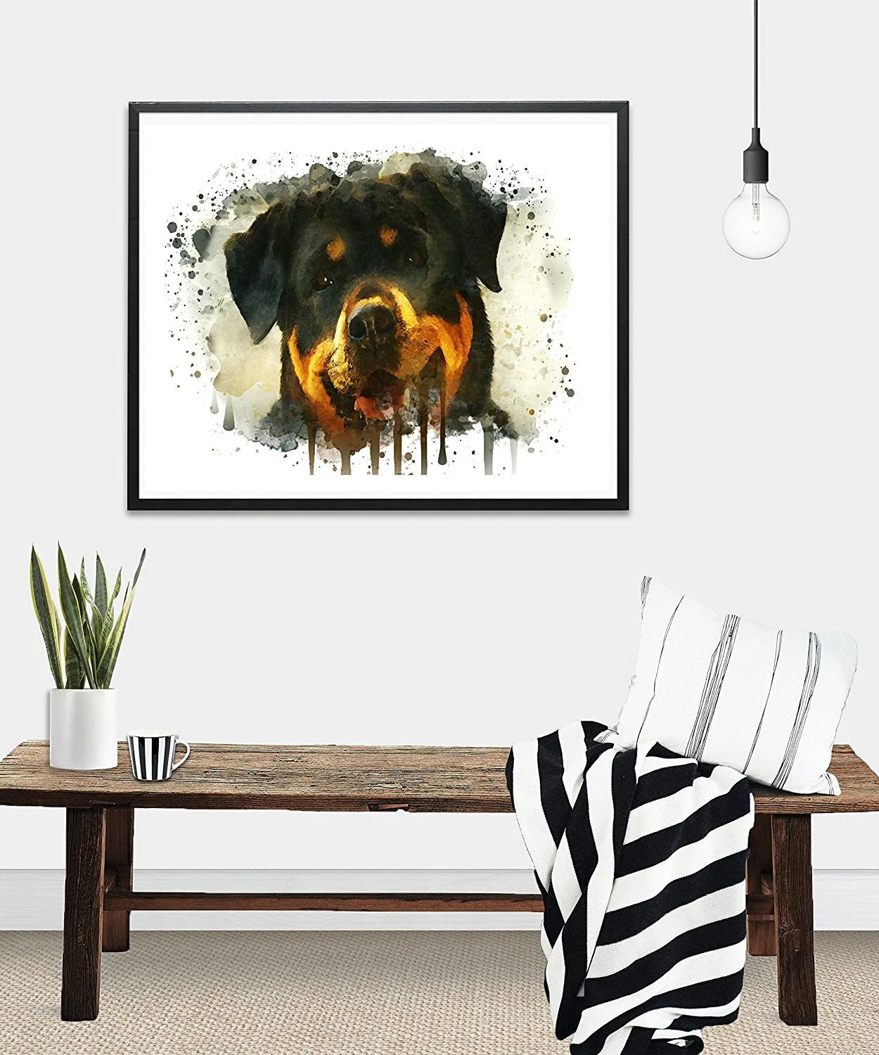 Rottweiler Watercolor Art Print - Unframed